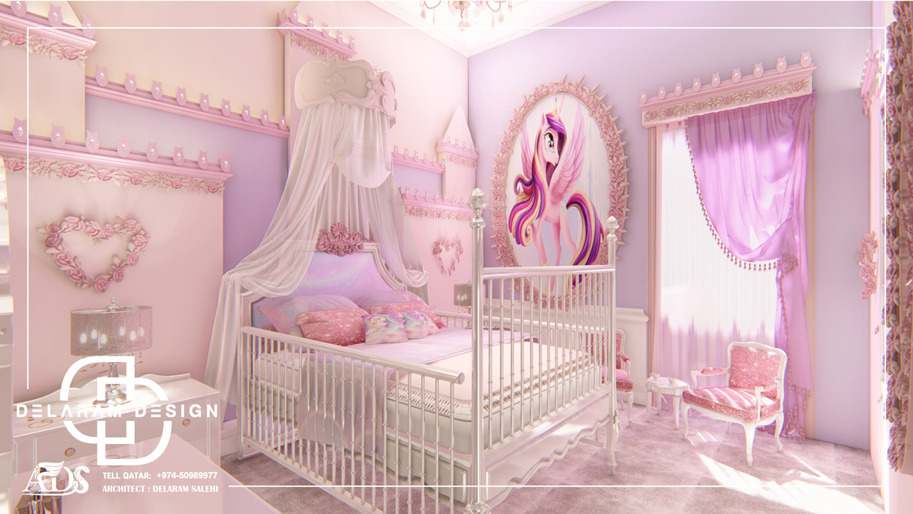 طراحی داخلی اتاق خواب دخترانه در قطر خانکی01