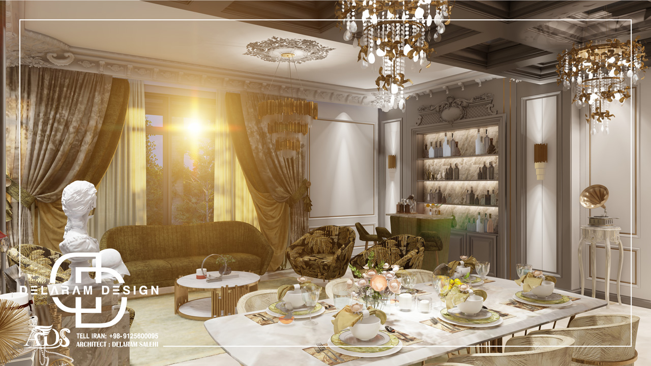 طراحی داخلی اتاق نشیمن و اتاق غذاخوری و اتاق تلویزیون فیروزی 04